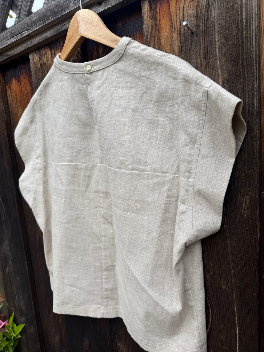 NWOT Francisco Cancino Linen Palenque Top neutral boxy size small - Picture 3 of 11